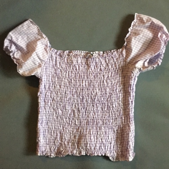 RETRO BENETTON lite purple peasant CROP top- Small - Picture 4 of 10